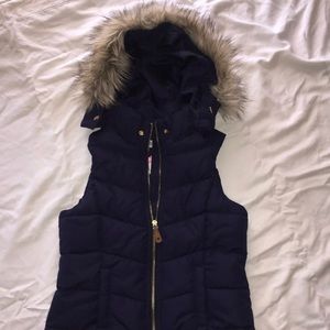 H&M dark blue puffer vest girls